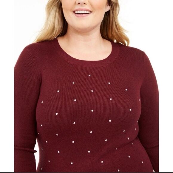 Planet Gold- Derek Heart Trendy Plus Size Studded Sweater Dress - Picture 2 of 7